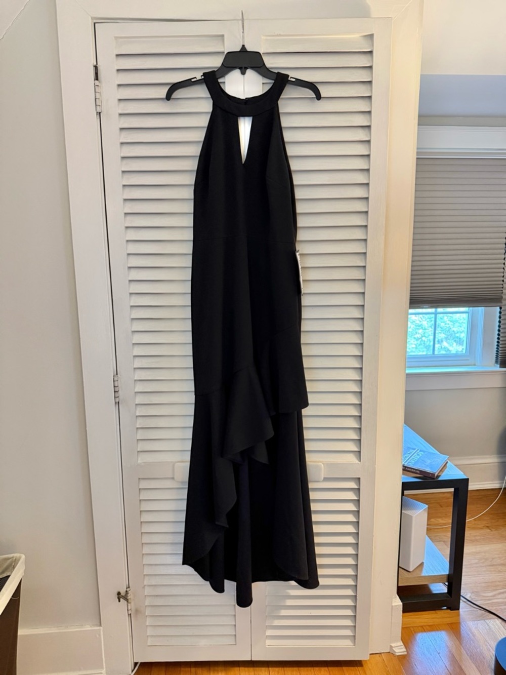 Black Halter High-Low Ruffle Maxi Dress